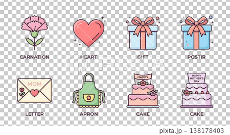 母親節時尚圖示套裝 138178403