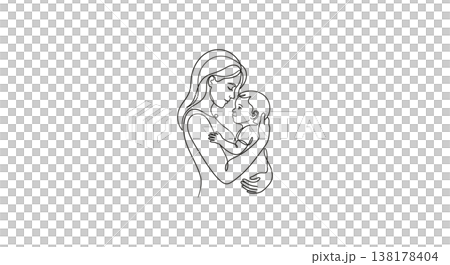 母子插畫素材 138178404