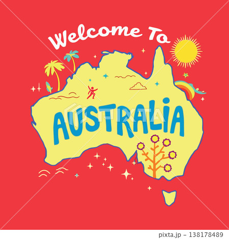 Vsai australia map welcoming tourists to discover country 138178489