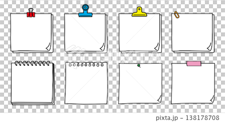 手繪空白便條本和便利貼邊框套裝 138178708