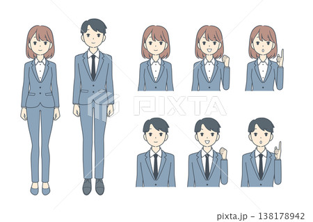 若いビジネスパーソンのイラスト セット 全身 上半身 若いビジネスパーソンのイラスト セット 全身 上半身 138178942