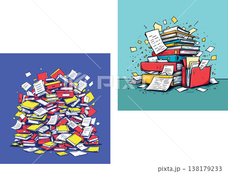 Vsai piles of files showing office work overload 138179233