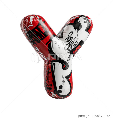 Inflatable letter Y covered in graffiti art isolated on white background, representing urban creativity and bold street concept Inflatable letter Y covered in graffiti art isolated on white background, representing urban creativity and bold street concept 138179272