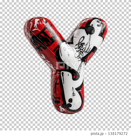 Inflatable letter Y covered in graffiti art isolated on white background, representing urban creativity and bold street concept Inflatable letter Y covered in graffiti art isolated on white background, representing urban creativity and bold street concept 138179272