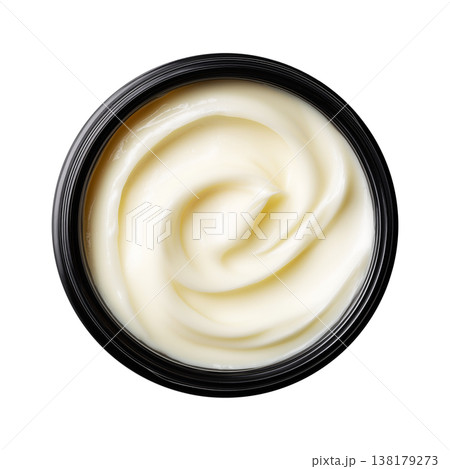 Creamy lotion or body butter in an open jar isolated on a white background, symbolizing skincare, hydration, softness and beauty Creamy lotion or body butter in an open jar isolated on a white background, symbolizing skincare, hydration, softness and beauty 138179273