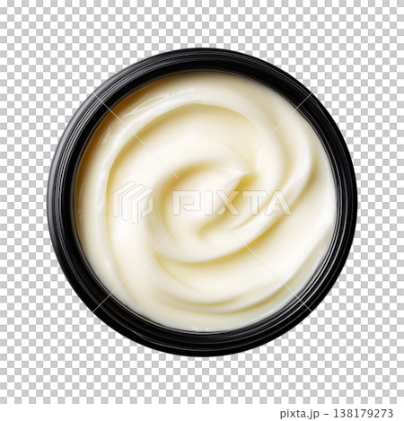 Creamy lotion or body butter in an open jar isolated on a white background, symbolizing skincare, hydration, softness and beauty Creamy lotion or body butter in an open jar isolated on a white background, symbolizing skincare, hydration, softness and beauty 138179273