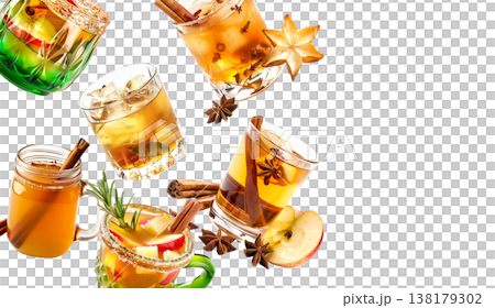 Apple Cinnamon Punch in a green mug with a festive garnish for a celebratory feel Apple Cinnamon Punch in a green mug with a festive garnish for a celebratory feel 138179302