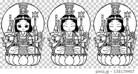 Set - Eight-Armed Benzaiten (Monochrome) [A revised version with a smaller halo will be released at a later date.] 138179407