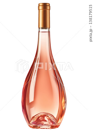 A clear rose wine bottle isolated on white background, concept of beverage branding and packaging A clear rose wine bottle isolated on white background, concept of beverage branding and packaging 138179515