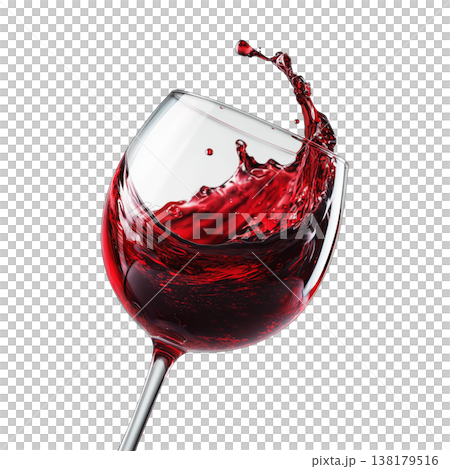 Glass with red wine splash isolated on white background, concept of elegance and celebration Glass with red wine splash isolated on white background, concept of elegance and celebration 138179516