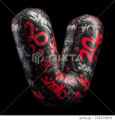3D inflated V letter filled with bold graffiti tag in street art style on black backdrop with clipping path, urban creativity vibe 3D inflated V letter filled with bold graffiti tag in street art style on black backdrop with clipping path, urban creativity vibe 138179604