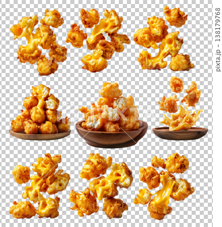 Deep-fried cheese curds balls served in wooden bowl, isolated on white transparent background. Concept of United States dishes Deep-fried cheese curds balls served in wooden bowl, isolated on white transparent background. Concept of United States dishes 138179768