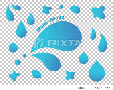 Simple illustrations of raindrops and water droplets with a noise gradient. 138180267