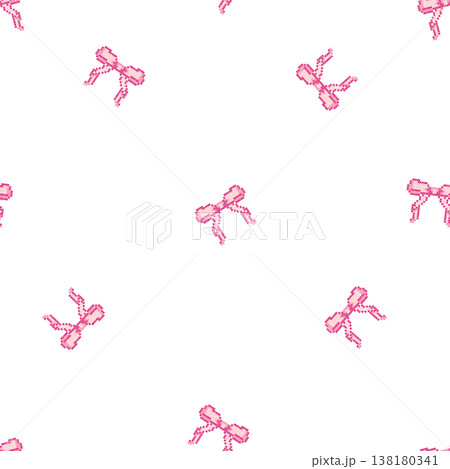 Seamless Pattern Cross Stitch Bow Embroidery Minimal Luxury Nursery Baby Background Vector 138180341