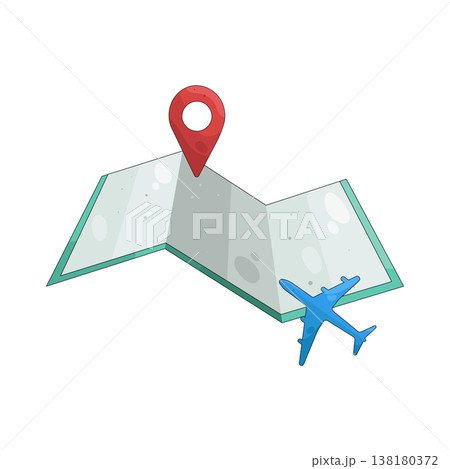 Illustration of folded map Illustration of folded map 138180372