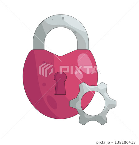 Illustration of heart shaped padlock Illustration of heart shaped padlock 138180415