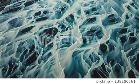 氷河の流れが描くアイスランドの編み込み河川パターン 氷河の流れが描くアイスランドの編み込み河川パターン 138180561