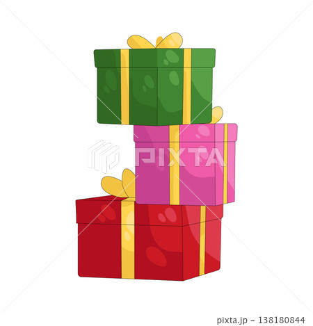 Illustration of Stacked gift boxes 138180844
