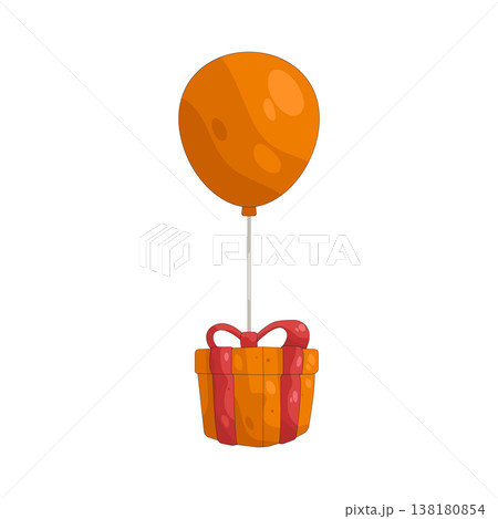 Illustration of gift box with balloon Illustration of gift box with balloon 138180854