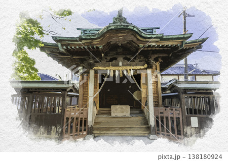 水彩画風 柳川 沖端水天宮 福岡県柳川市 水彩画風 柳川 沖端水天宮 福岡県柳川市 138180924