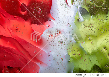 Abstract Italian flag tricolor background with paint splashes 138181042