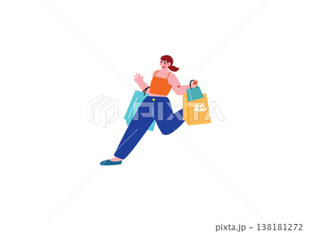 買い物を楽しむ女性のイラスト 138181272
