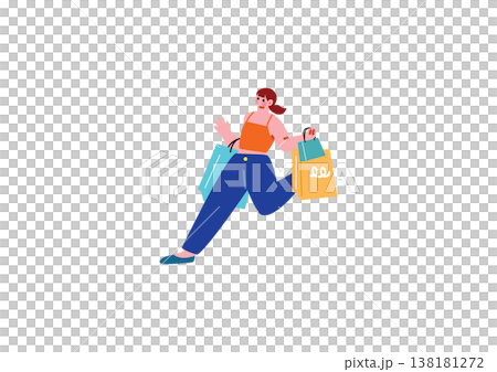 買い物を楽しむ女性のイラスト 138181272