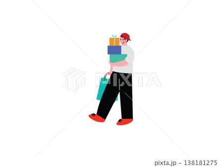 買い物を楽しむ男性のイラスト 買い物を楽しむ男性のイラスト 138181275
