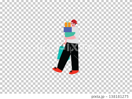買い物を楽しむ男性のイラスト 買い物を楽しむ男性のイラスト 138181275