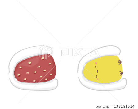 いちご大福とヒヨコのイラスト いちご大福とヒヨコのイラスト 138181614
