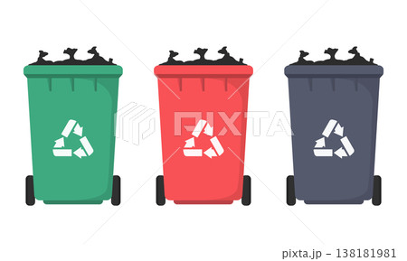 Recycle Bins with Waste Recycle Bins with Waste 138181981