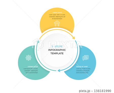 Three Steps Circular Infographic Template Three Steps Circular Infographic Template 138181990