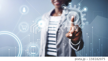 Gear icon, hologram and woman hand touch for digital setting for help and information technology for business. Website, dashboard and application with futuristic research and data for virtual work Gear icon, hologram and woman hand touch for digital setting for help and information technology for business. Website, dashboard and application with futuristic research and data for virtual work 138182075