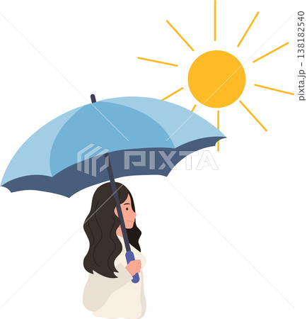 woman holding umbrella under strong sun outdoors during summer to represent heat protection and lifestyle adaptation in hot weather conditions woman holding umbrella under strong sun outdoors during summer to represent heat protection and lifestyle adaptation in hot weather conditions 138182540