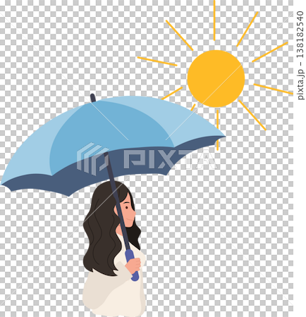 woman holding umbrella under strong sun outdoors during summer to represent heat protection and lifestyle adaptation in hot weather conditions woman holding umbrella under strong sun outdoors during summer to represent heat protection and lifestyle adaptation in hot weather conditions 138182540