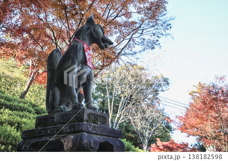 Nov 29 2025 Fox God Statue Amid Autumn Leaves at Fushimi Inari 138182598