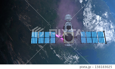 人工衛星と地球 138183025