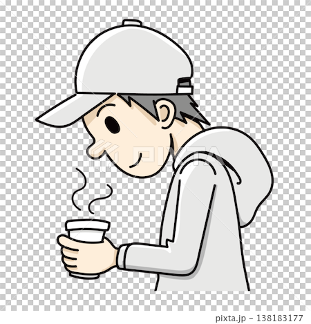 一名男子手持飲料(手繪,半身像) 一名男子手持飲料(手繪,半身像) 138183177
