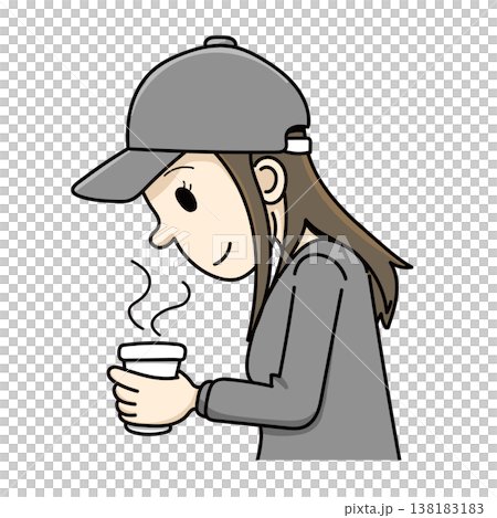 飲み物を持つ女性(手描き、半身) 飲み物を持つ女性(手描き、半身) 138183183