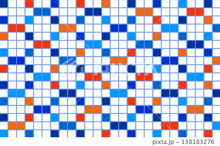 幾何学模様　四角形　白背景　ブルー　オレンジ色 138183276