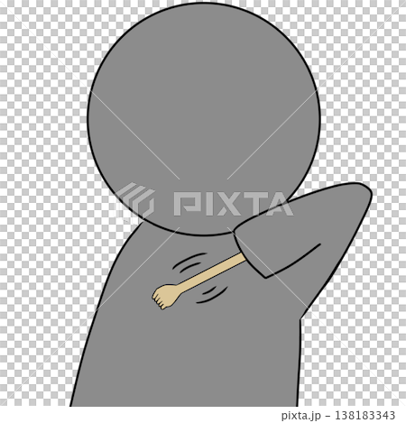 Scratching one's back with a backscratcher 138183343