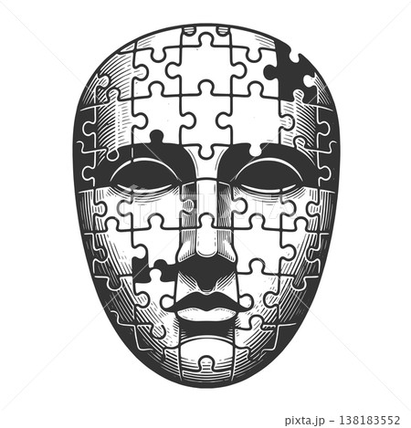 Human Face Made Of Puzzle Pieces vector 138183552