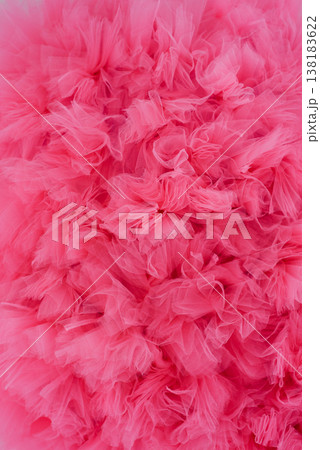 Pink Tulle Texture and Fluffy Fabric Folds Pink Tulle Texture and Fluffy Fabric Folds 138183622