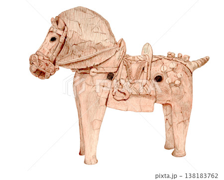 馬形埴輪（馬のハニワ）の色鉛筆画 138183762