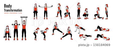 ウエイトトレーニングをする女性のイラスト 138184069