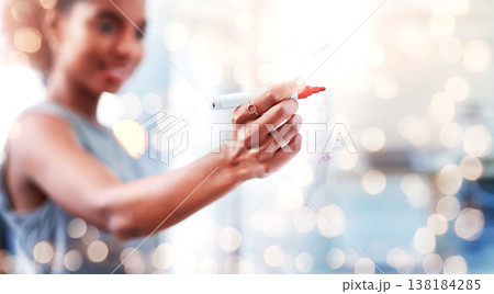 Woman, hand and writing on glass board, banner for planning or brainstorming ideas, pen for notes and project agenda. Schedule, strategy and innovation in office, bokeh and mockup space with goals Woman, hand and writing on glass board, banner for planning or brainstorming ideas, pen for notes and project agenda. Schedule, strategy and innovation in office, bokeh and mockup space with goals 138184285