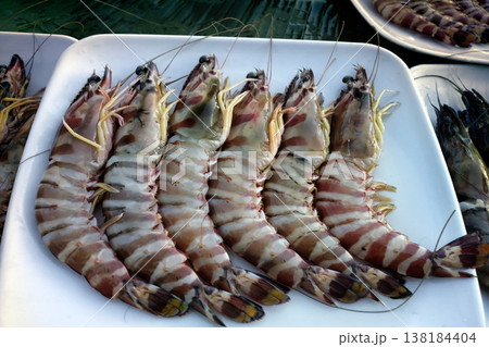 Giant tiger shrimp ) on fish market 138184404