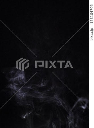Smoke, gas or pollution with incense on dark background, fog or mist with vapor and mockup space in studio. Dry ice, pattern and texture with environment, steam and air with black backdrop and smog 138184706