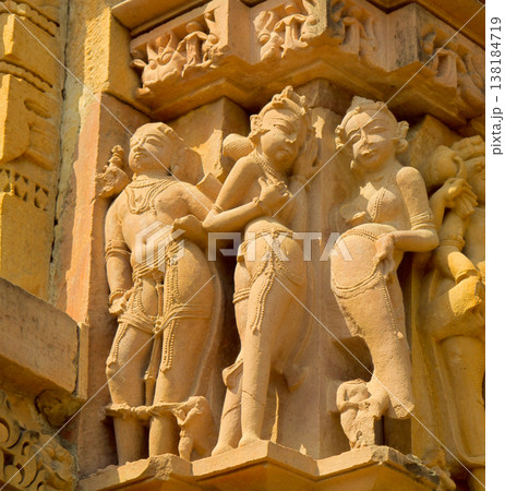 Alto-relievo of temples of Khajuraho 138184719