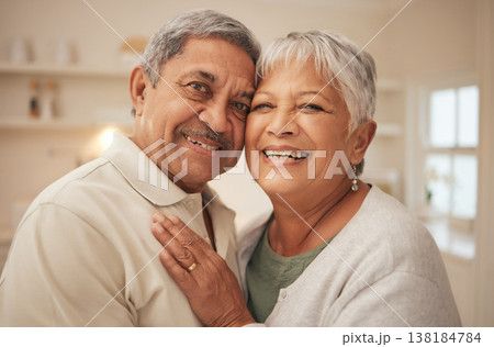 Portrait, smile and senior couple in home with love, support or romantic marriage in retirement together. Embrace, face of happy man and old woman in apartment with hug, commitment to care or loyalty Portrait, smile and senior couple in home with love, support or romantic marriage in retirement together. Embrace, face of happy man and old woman in apartment with hug, commitment to care or loyalty 138184784